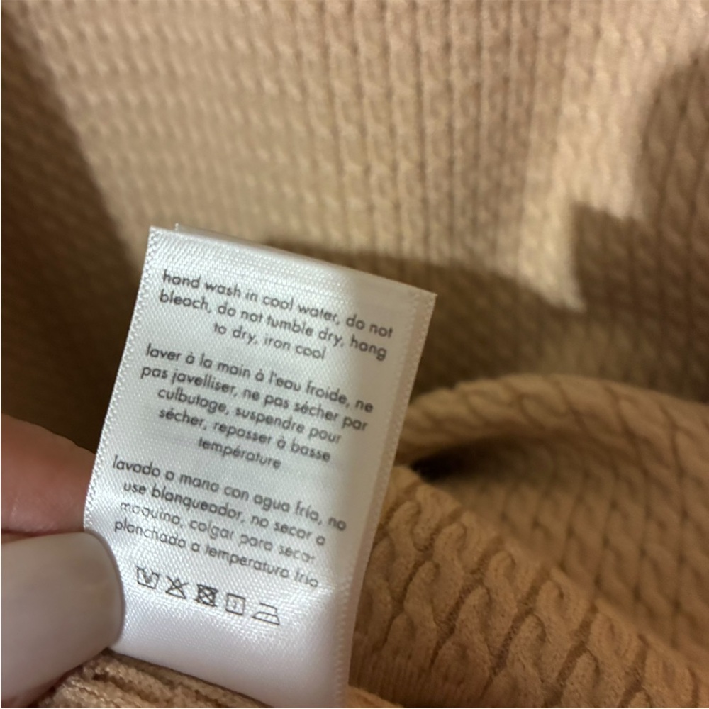 NWT WhoWoreWhat Off the Shoulder Cable Knot Long Sleeve Sweater Dress in Beige - Picture 11 of 13